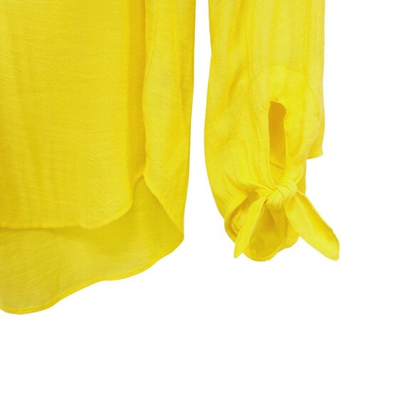 Maeve By Anthropologie Womens Yellow V-Neck Blouse With Bow Sleeves Size Small - Picture 11 of 12